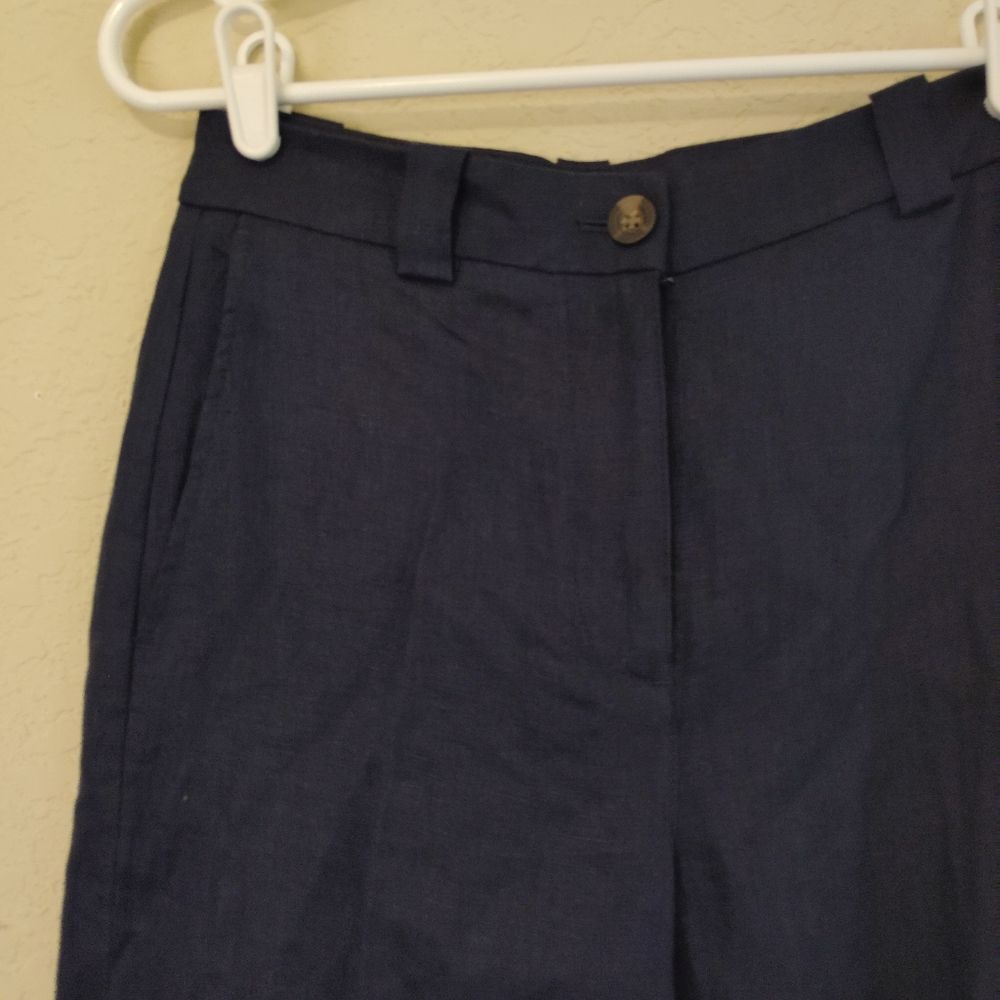Boden Westbourne Navy Linen wide Leg Trouser Pant Sz 2L - Picture 4 of 13
